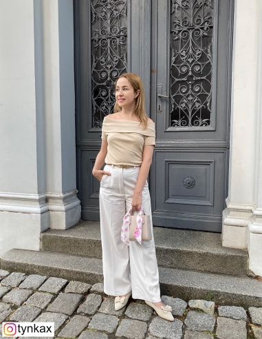 Beżowy skórzany pasek damski Kallie -...