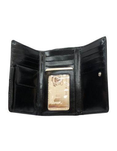 Skórzany lakierowany portfel damski...