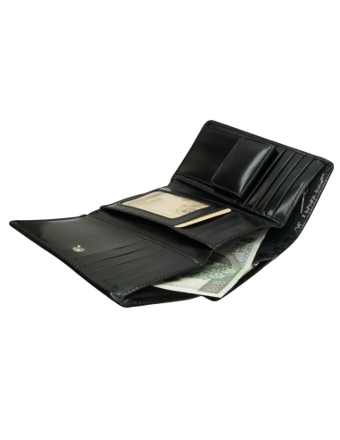 Skórzany lakierowany portfel damski...