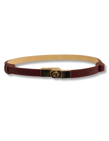 Bordowy zamszowy skórzany pasek...