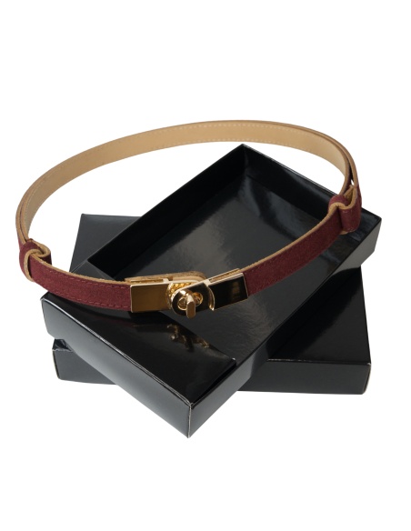 Bordowy zamszowy skórzany...