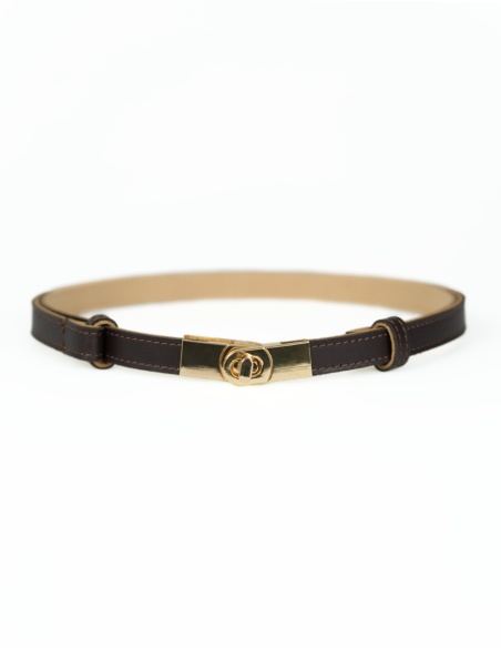 Ciemnobrązowy skórzany...