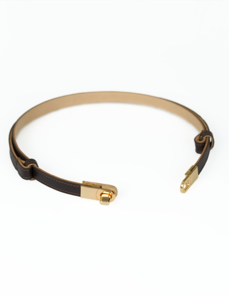 Ciemnobrązowy skórzany...