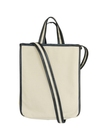 Mała torba lniana z skórzanym obszyciem