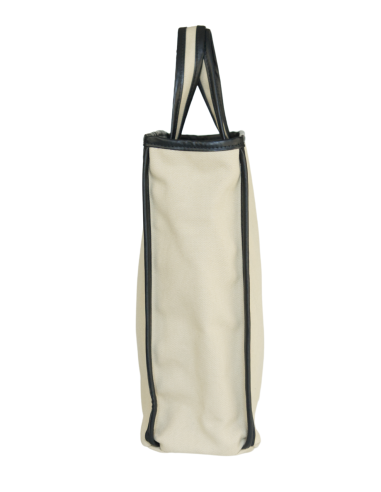 Mała torba lniana z skórzanym obszyciem