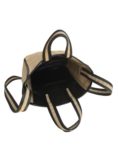 Mała torba lniana z skórzanym obszyciem