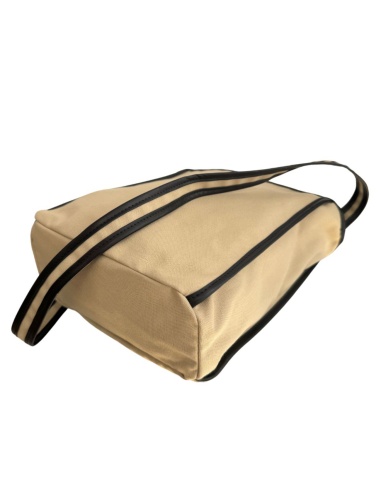 Mała torba lniana z skórzanym obszyciem