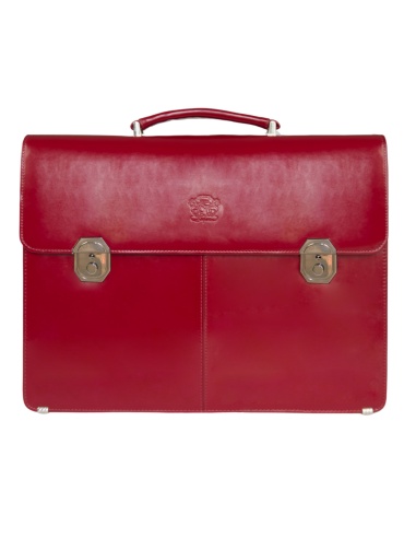 Skórzana teczka z dwoma zatrzaskami...