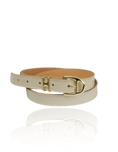 Jasnobeżowy skórzany pasek...