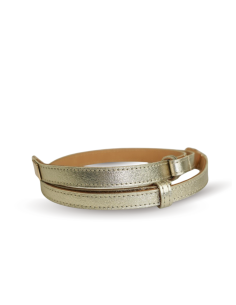 Złoty skórzany pasek damski... 2