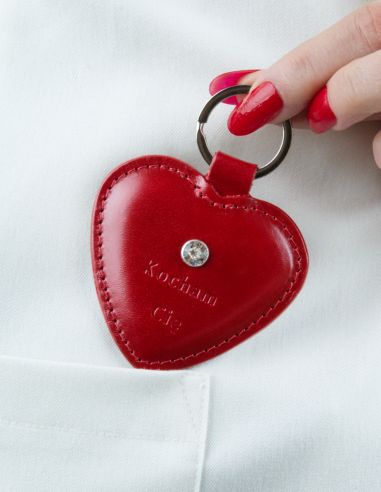 Skórzany brelok serce "Kocham Cię" z...