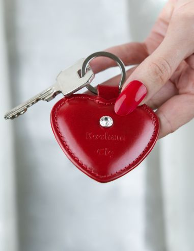 Skórzany brelok serce "Kocham Cię" z...