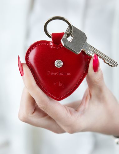 Skórzany brelok serce "Kocham Cię" z...