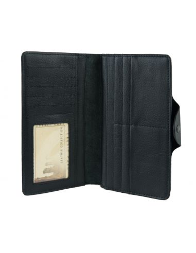 Skórzany pionowy portfel damski...