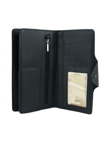 Skórzany pionowy portfel damski...