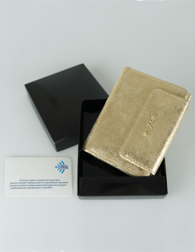 Mały portfel damski skórzany złoty...