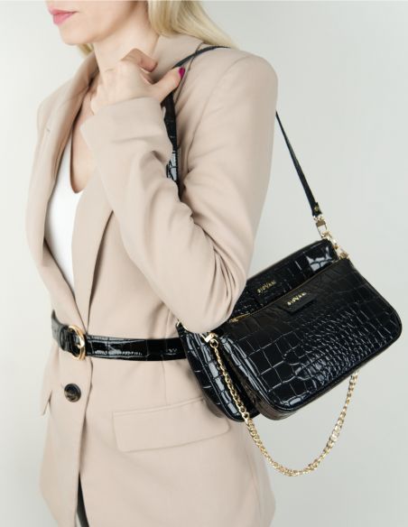 Skórzana torebka 2w1 wzór w...