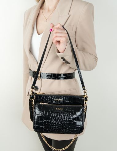 Skórzana torebka 2w1 wzór w krokodyla...