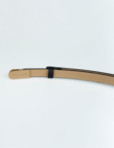 Czarny skórzany pasek damski Kallie -...