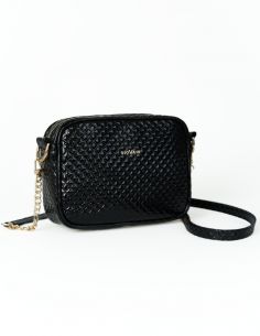 Skórzana torebka pikowana -... 2