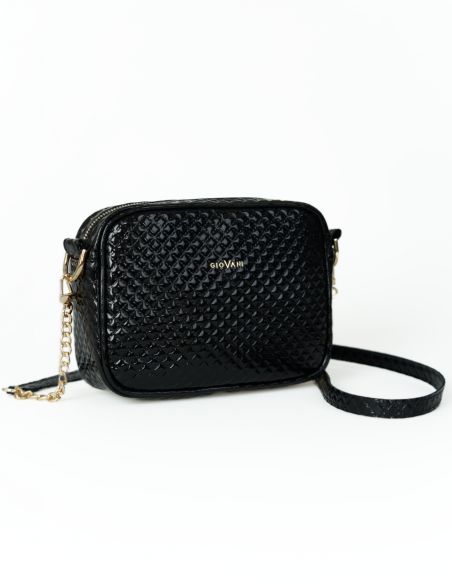 Skórzana torebka pikowana -...