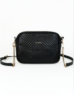 Skórzana torebka pikowana -...