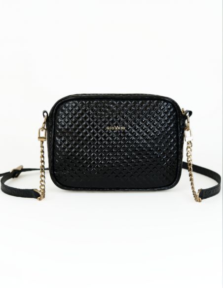 Skórzana torebka pikowana -...