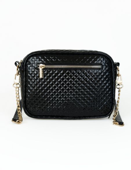 Skórzana torebka pikowana -...