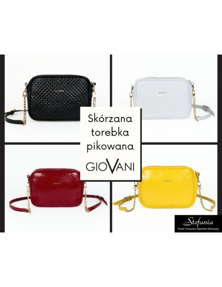 Skórzana torebka pikowana -...