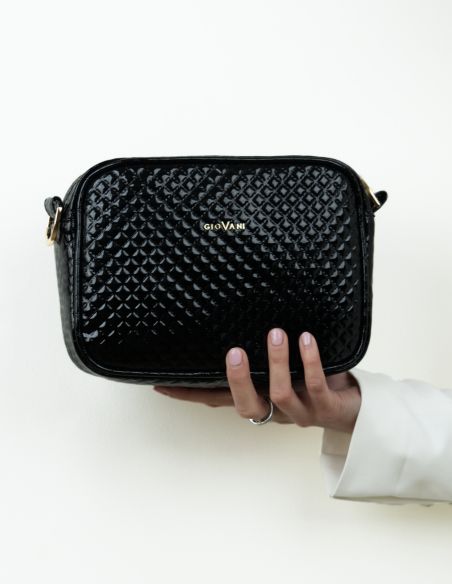 Skórzana torebka pikowana -...