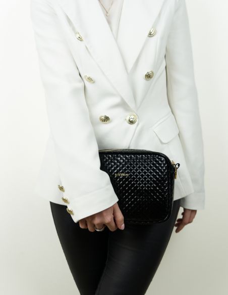 Skórzana torebka pikowana -...