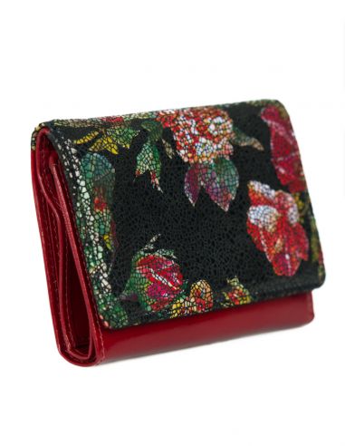 Skórzany portfel damski w róże Stella...