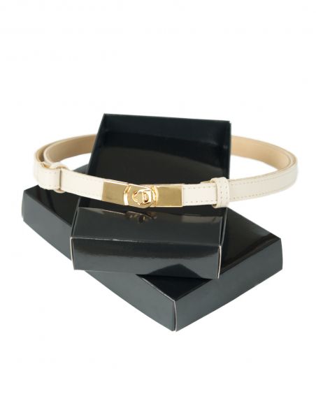 Beżowy skórzany pasek...