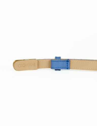 Niebieski skórzany pasek damski...