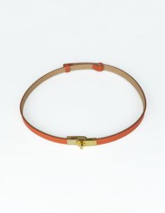 Pomarańczowy skórzany pasek... 2