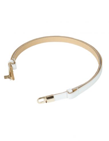 Biały skórzany pasek damski Kallie -...