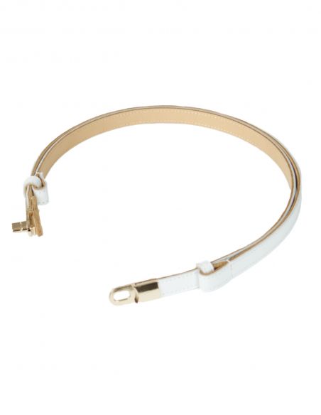 Biały skórzany pasek damski...