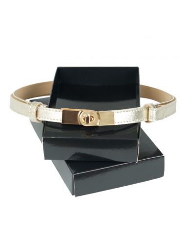 Złoty skórzany pasek damski Kallie -...