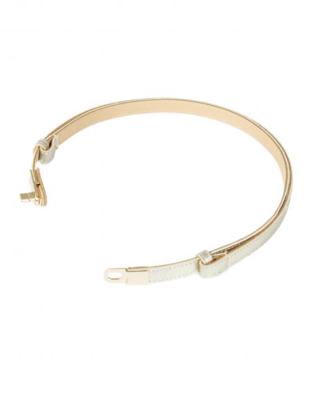 Złoty skórzany pasek damski...