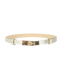 Złoty skórzany pasek damski...