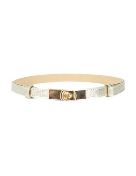 Złoty skórzany pasek damski...