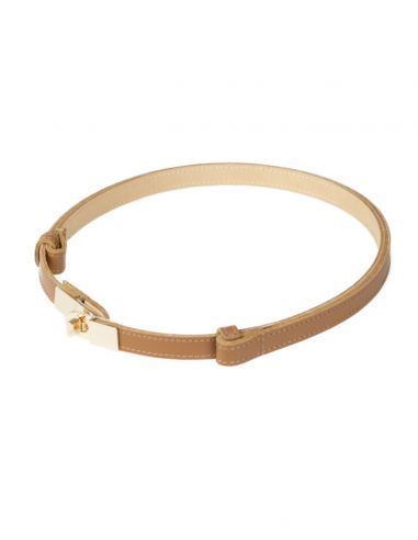 Koniakowy skórzany pasek damski...