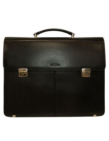 Skórzana teczka z dwoma zatrzaskami...