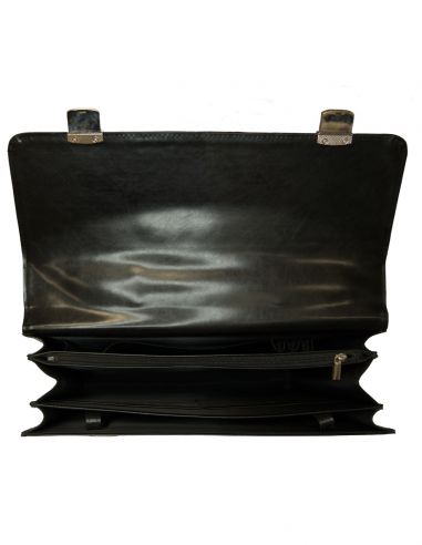 Skórzana teczka z dwoma zatrzaskami...