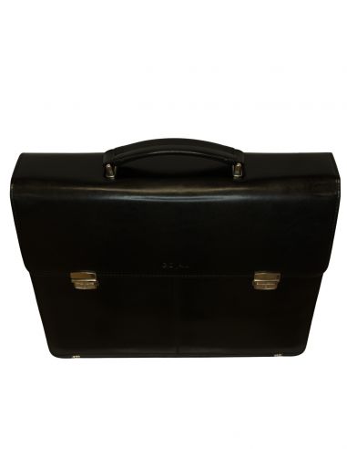 Skórzana teczka z dwoma zatrzaskami...