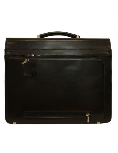 Skórzana teczka z dwoma zatrzaskami...