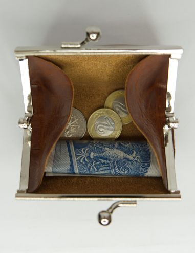 Skórzana mała portmonetka damska z...