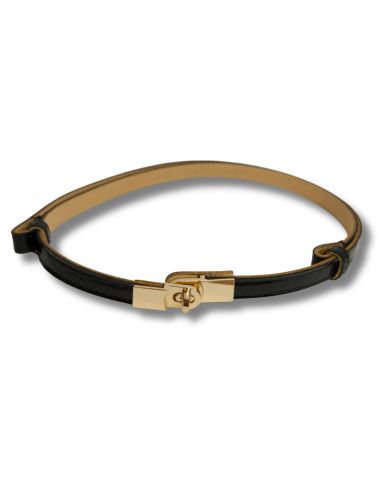 Czarny lakierowany skórzany pasek...