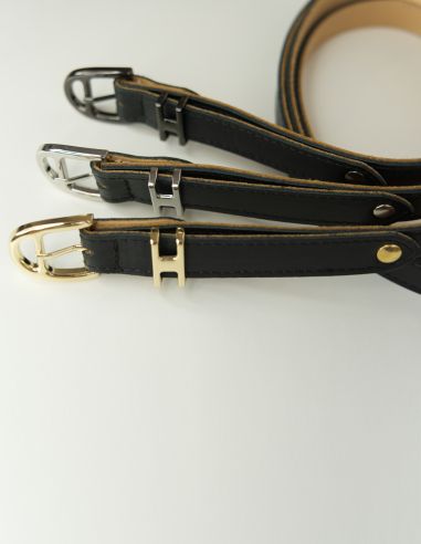 Czarny skórzany pasek damski Harmony...