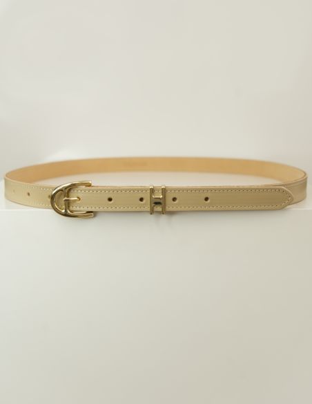 Beżowy skórzany pasek...